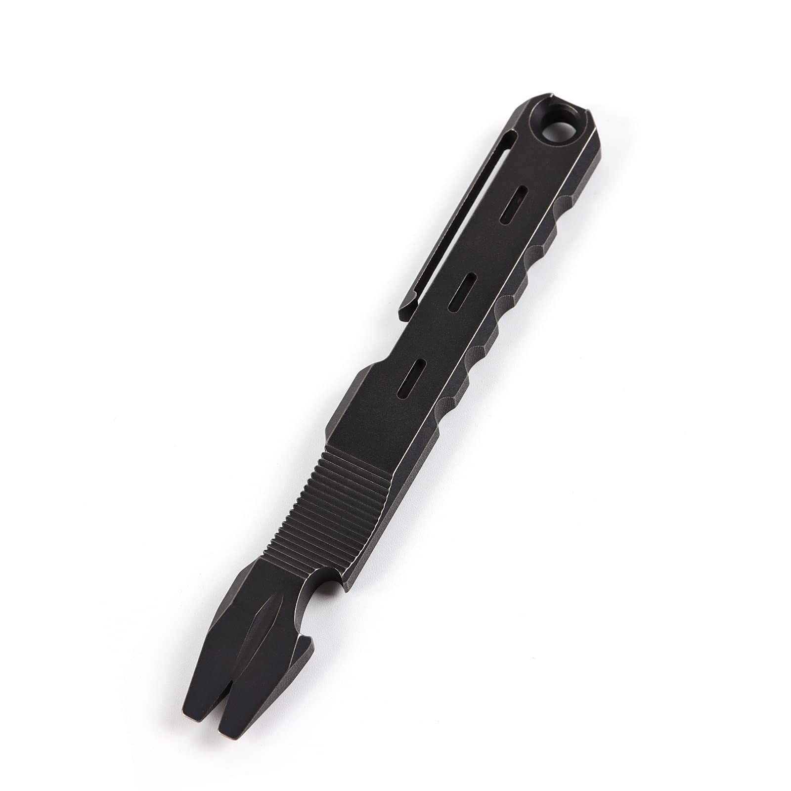 Titanium Pry Bar with Nail Puller Bottle Opener Function with Pocket Clip (Bl…