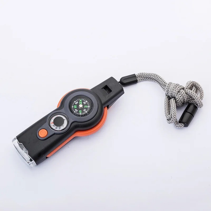 Compact 7 in 1 Multi Function Survival Whistle Emergency Signal Safety Tool Camp