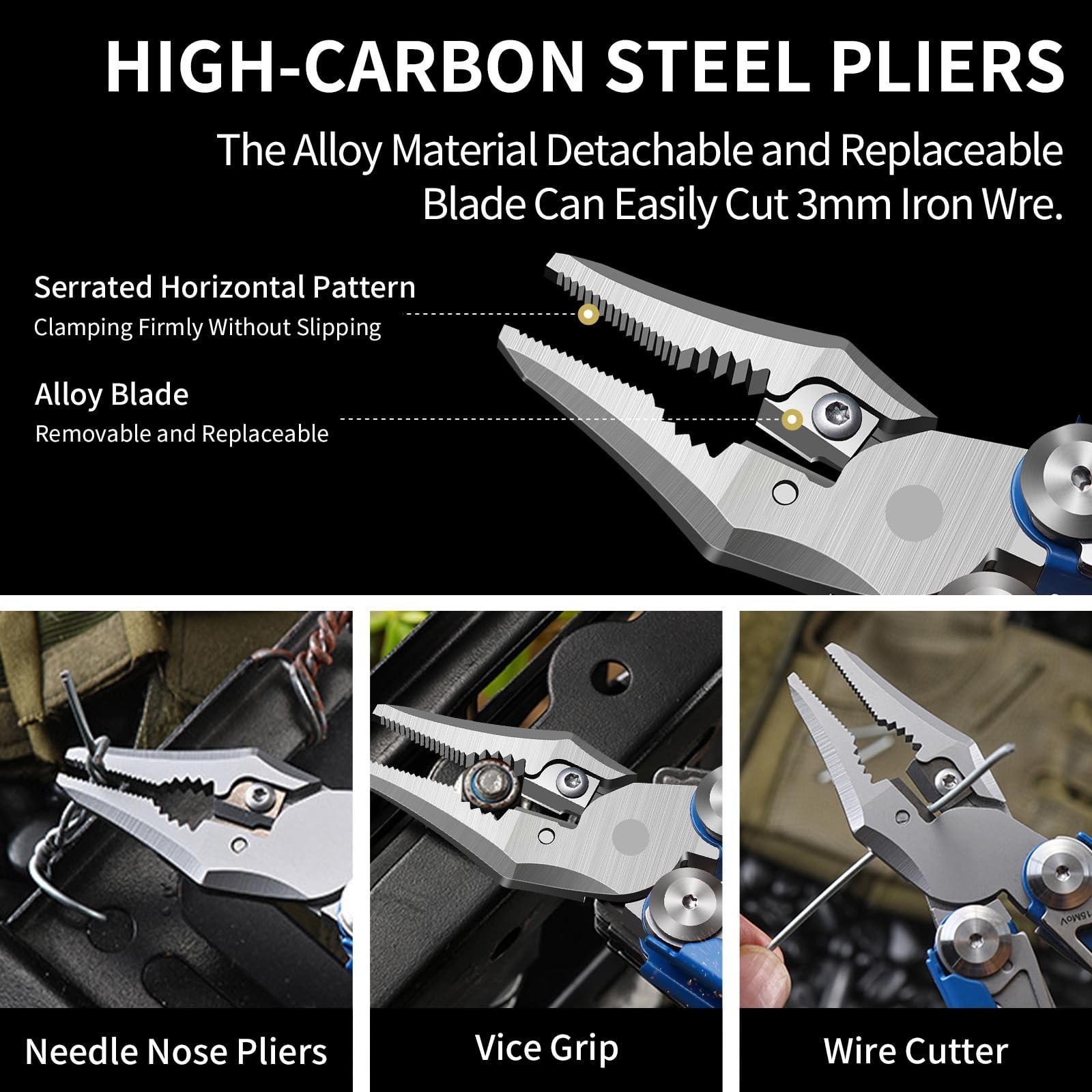 23-in-1 Multitool Pliers with Scissors, Wire Cutters, Window Breaker, Flint, …