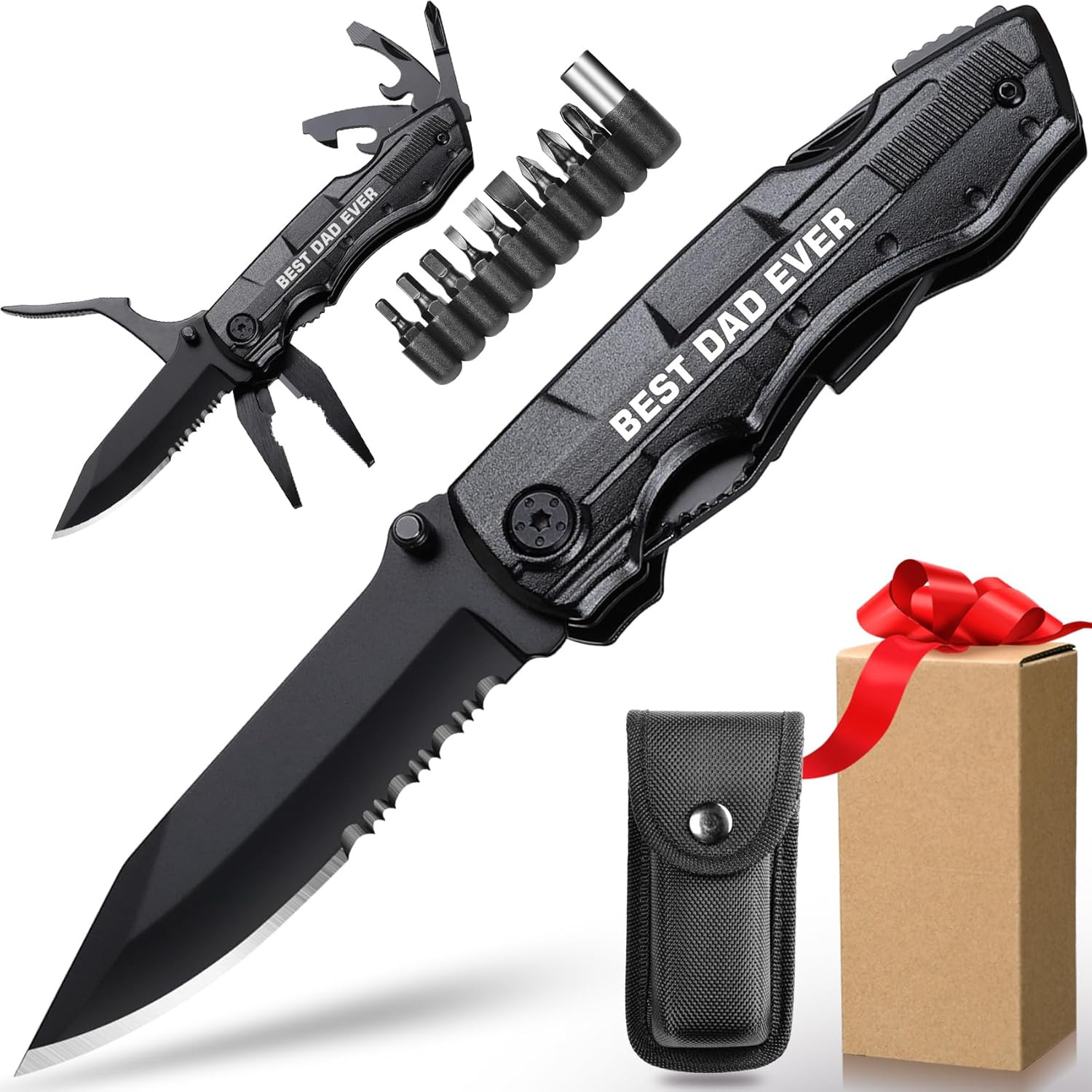 Gifts for Dad from Daughter Son, BEST DAD EVER Multitool Knife, Dad Gifts for Ch