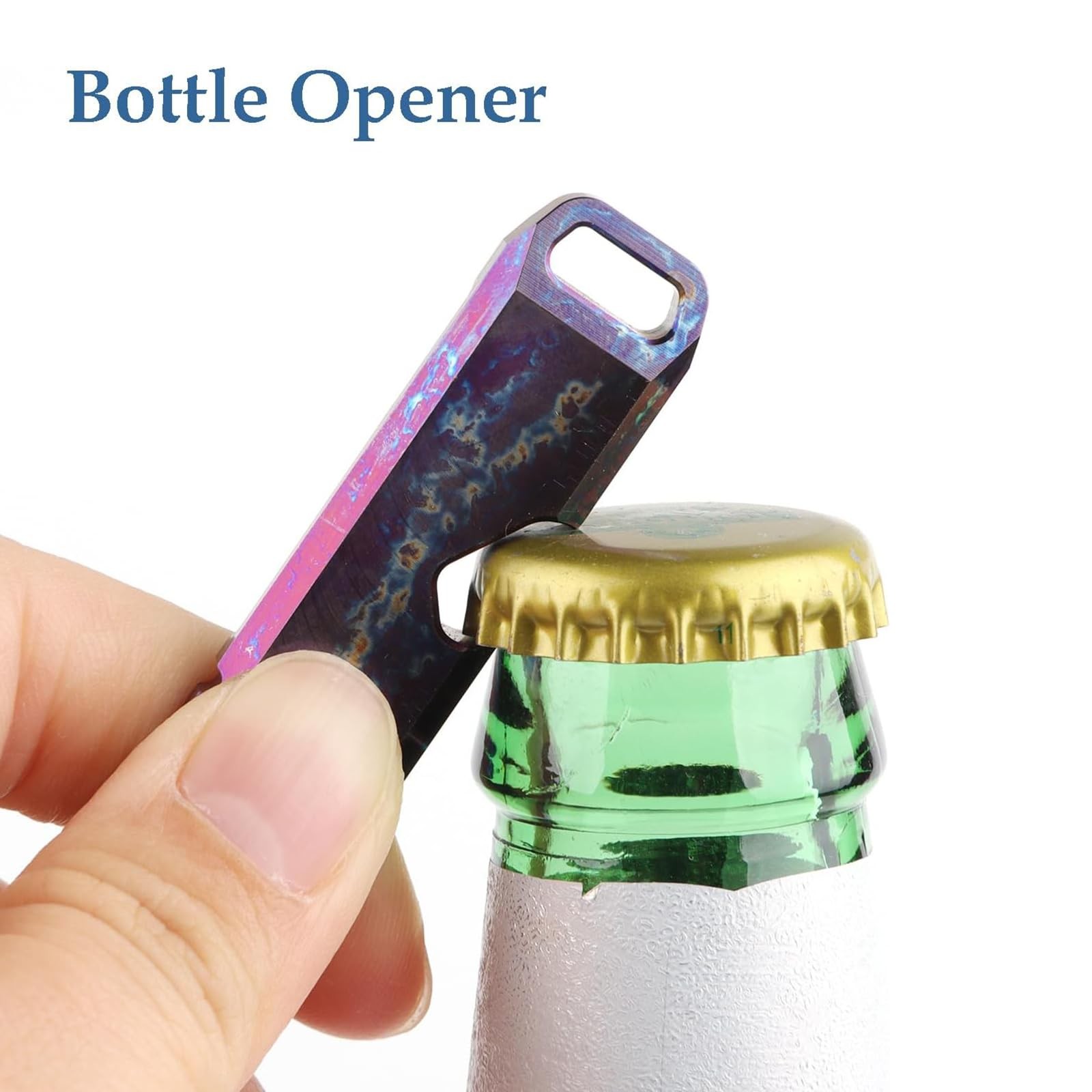 Pry Bar Titanium Prybar Bottle Opener 4.37″ 7-in-1 Multi-Function Tool with R…