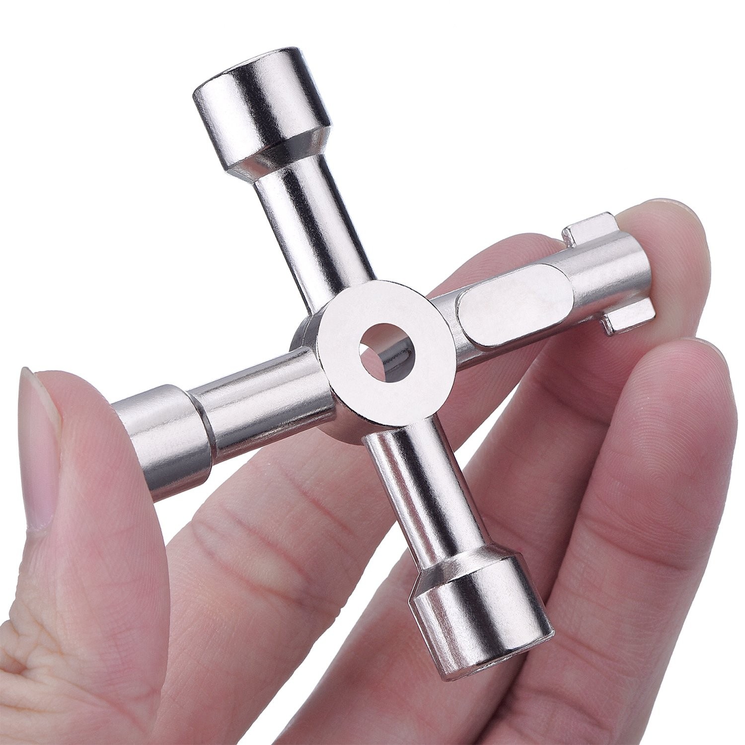4Way Water Key Tool for Sillcock, Spigot, Valve, Electric Panel Zinc Alloy