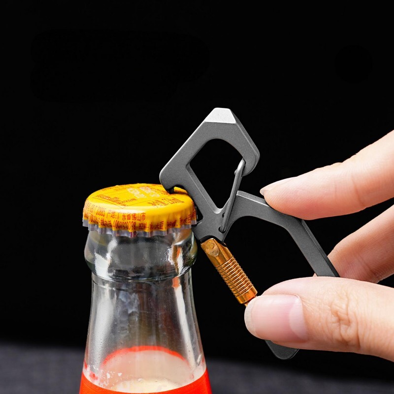 EDC Titanium Keychain Carabiner Clip with Bottle Opener Outdoor Multi Tool