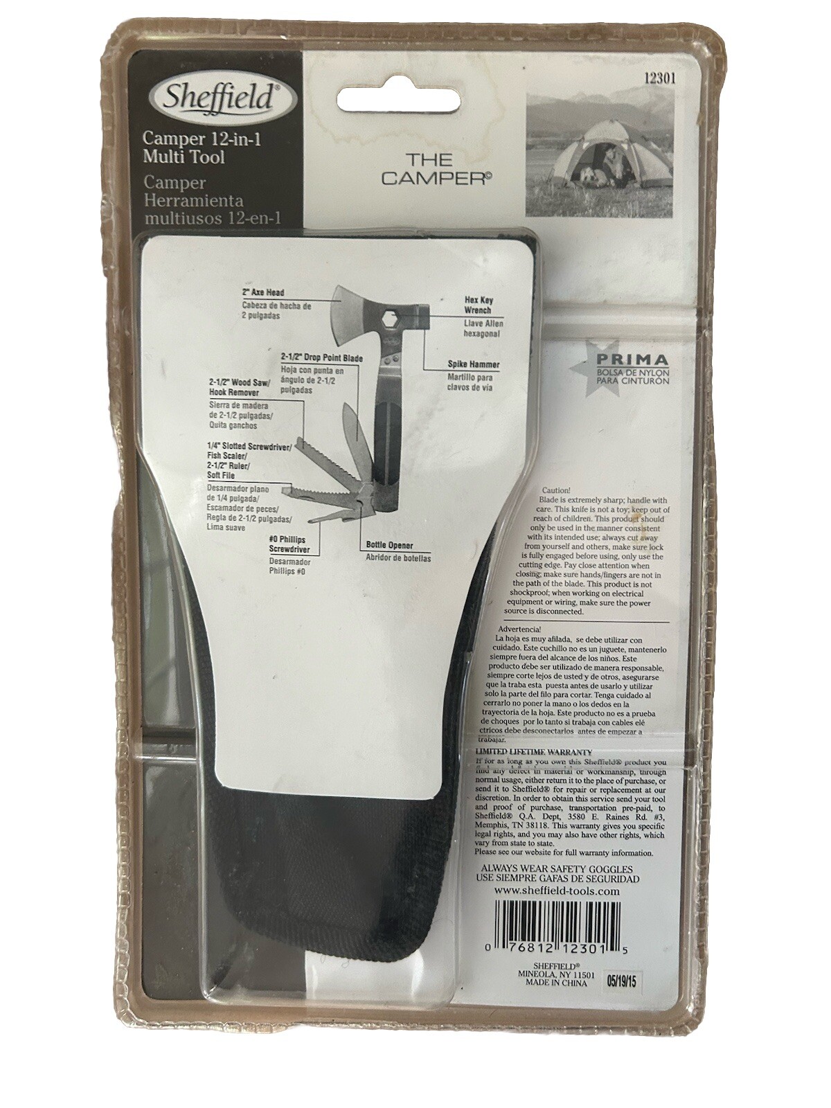 Sheffield 12301 Camper 12-in-1 Axe-Head Multi Tool New Sealed