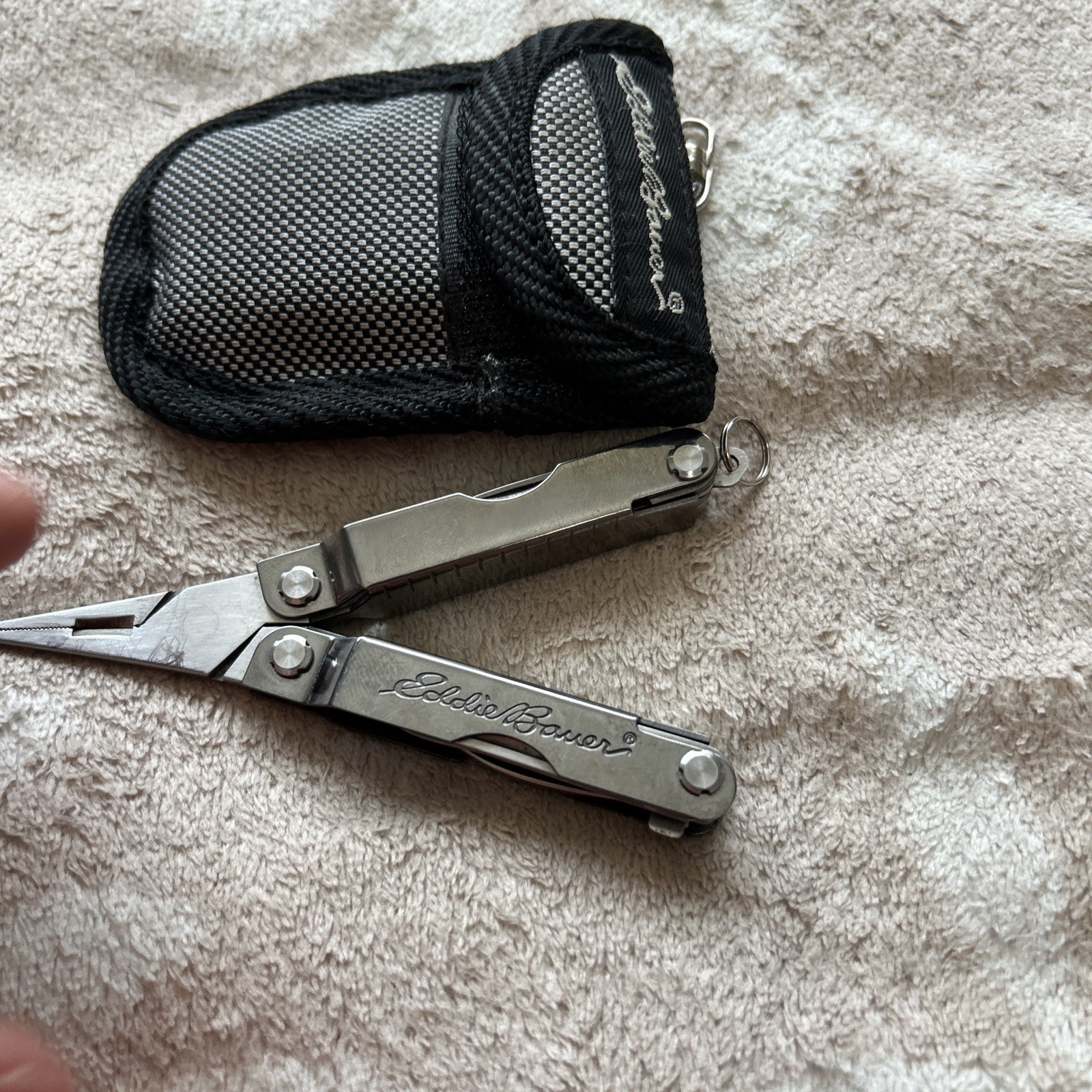 Eddie Bauer Silver Multi-Tool With Grey & Black Sheath Multi Bit Screwdriver 2”