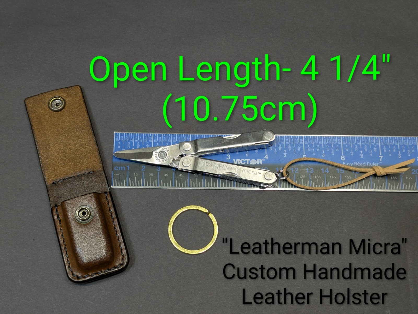 Leatherman Micra Keychain Tool w/ Custom Handmade Leather Holster