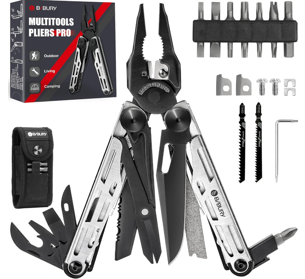 BIBURY Multitool Pliers, Stainless Steel 31-in-1 Multi Tool Pliers with Repla…