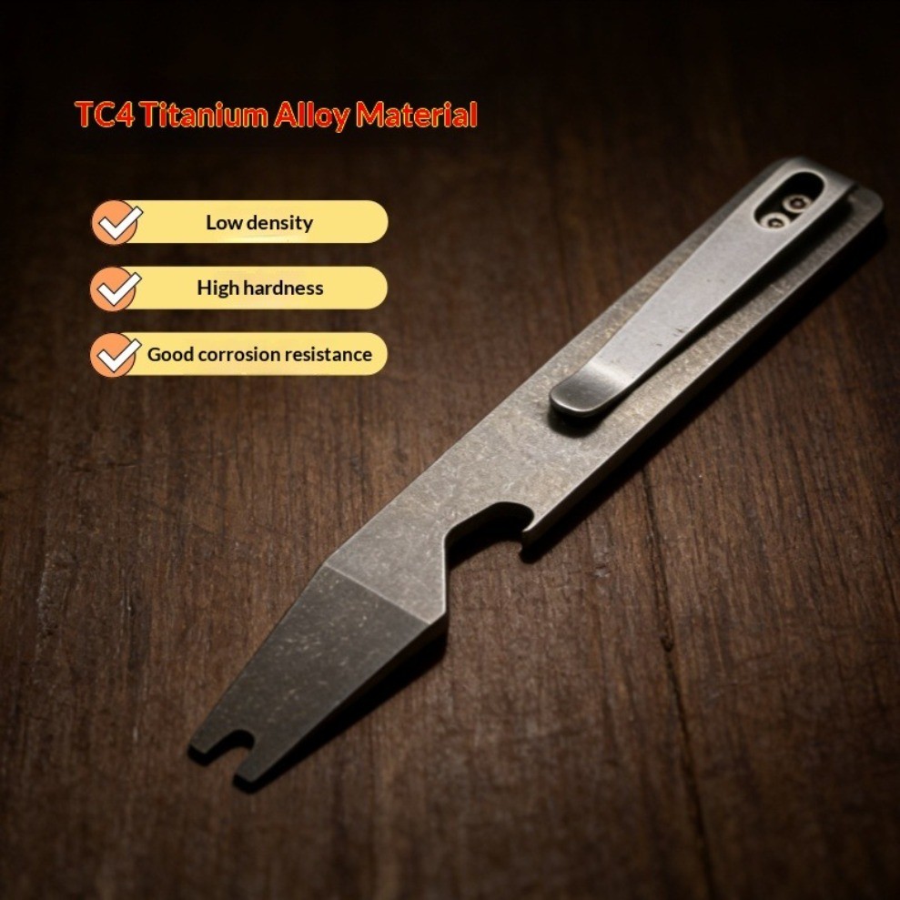 Minimalist TC4 Titanium alloy Pry Bar – with Bottle Opener Multi Tool Back clip