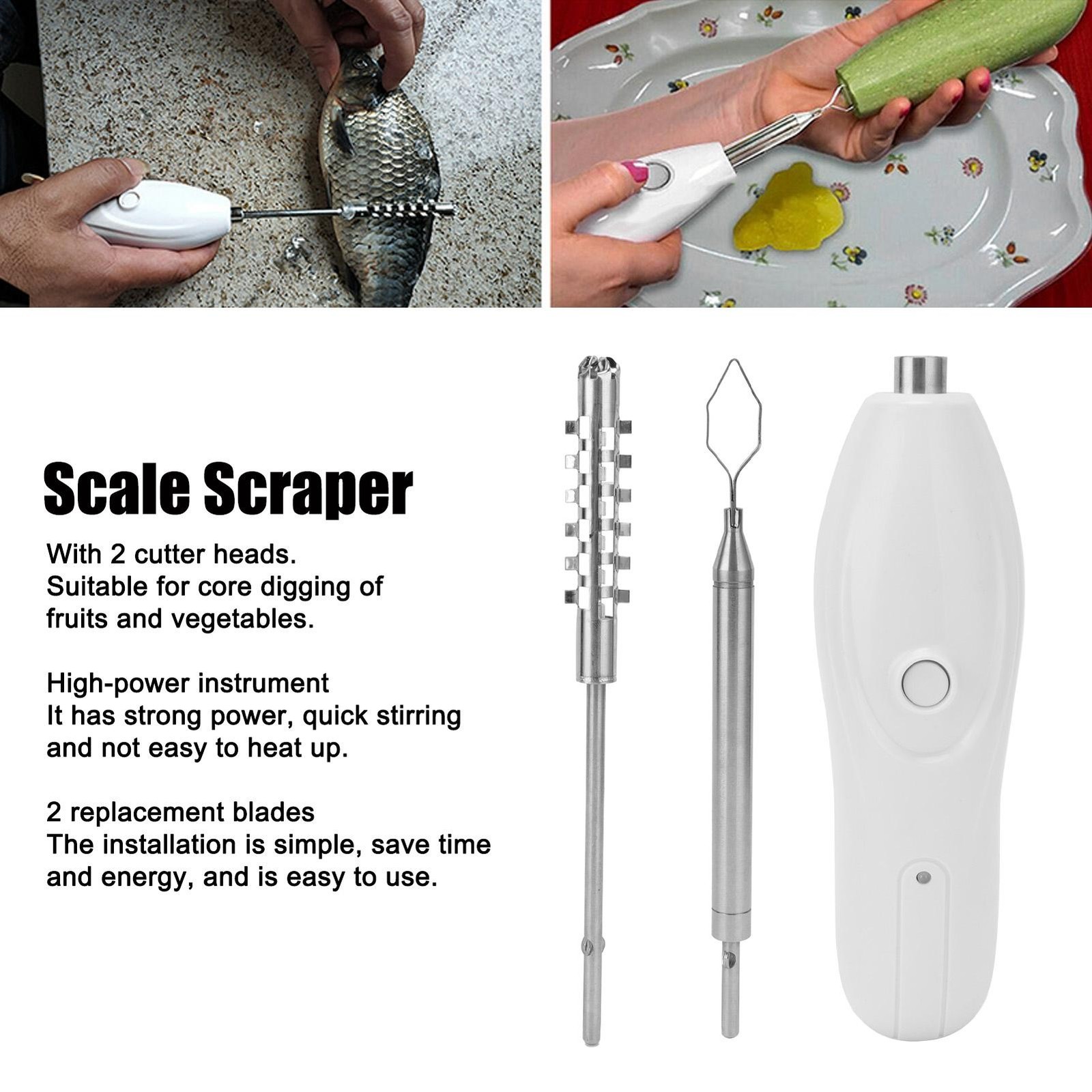 Multifunctional Fish Cleaning Scraping Tool with Replaceable Blade for Kitchen