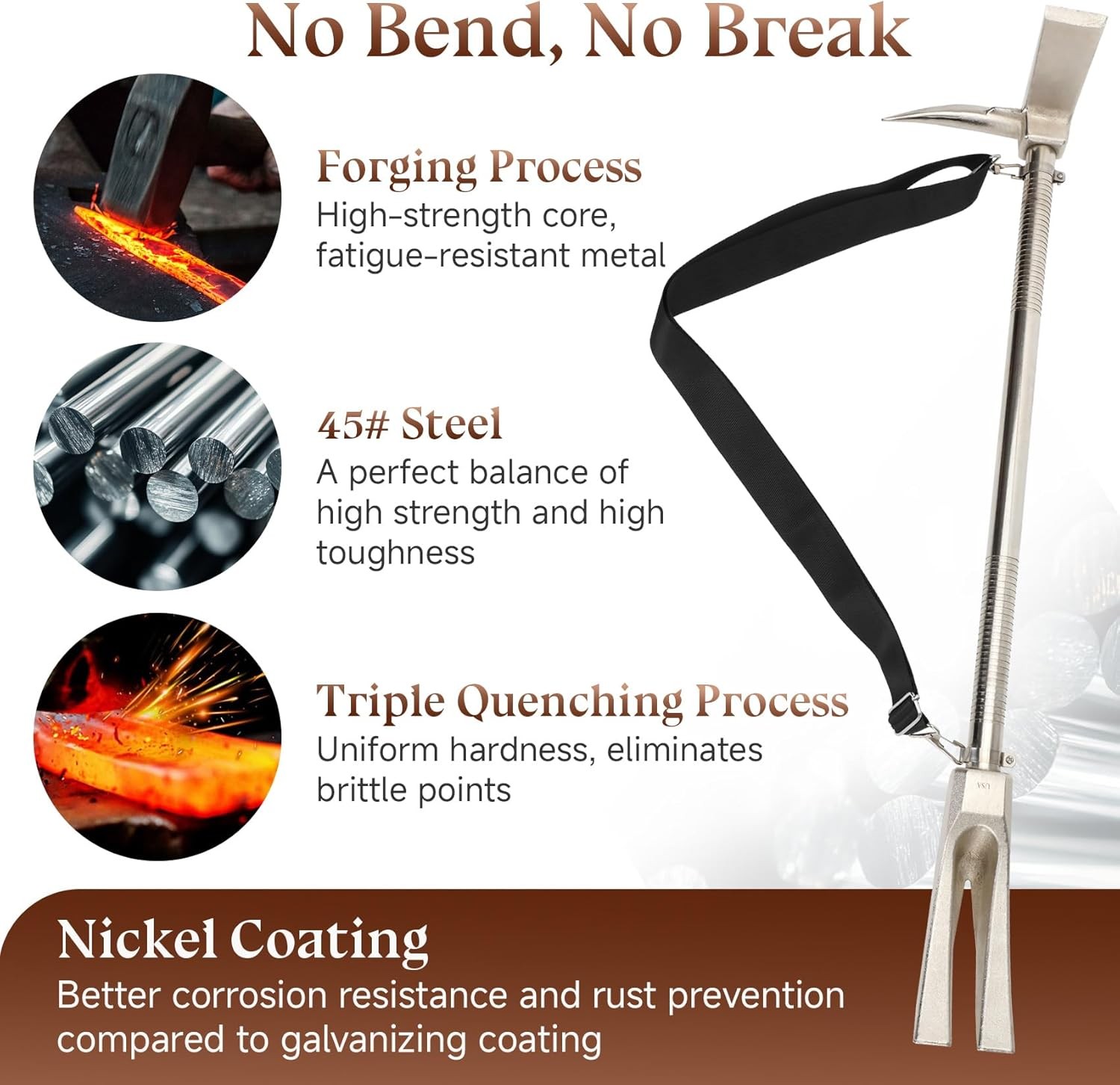 30-Inch Steel Halligan Bar Firefighter Forced Entry Tool, Heavy Duty Emergency