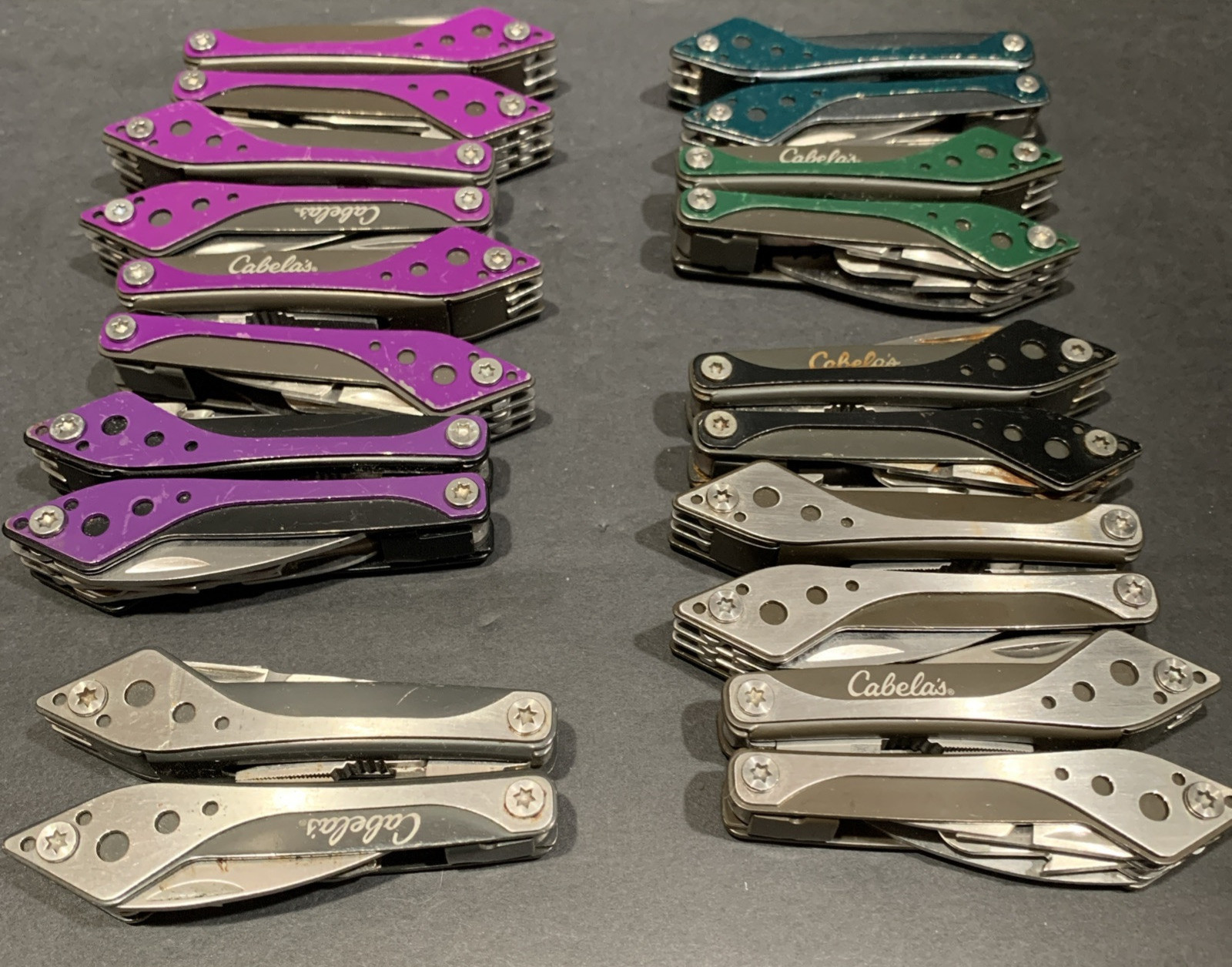 CABELA’S Mini Multi Tool Needle Nose Pliers Saw Knife Lot Of 10 NEW & USED
