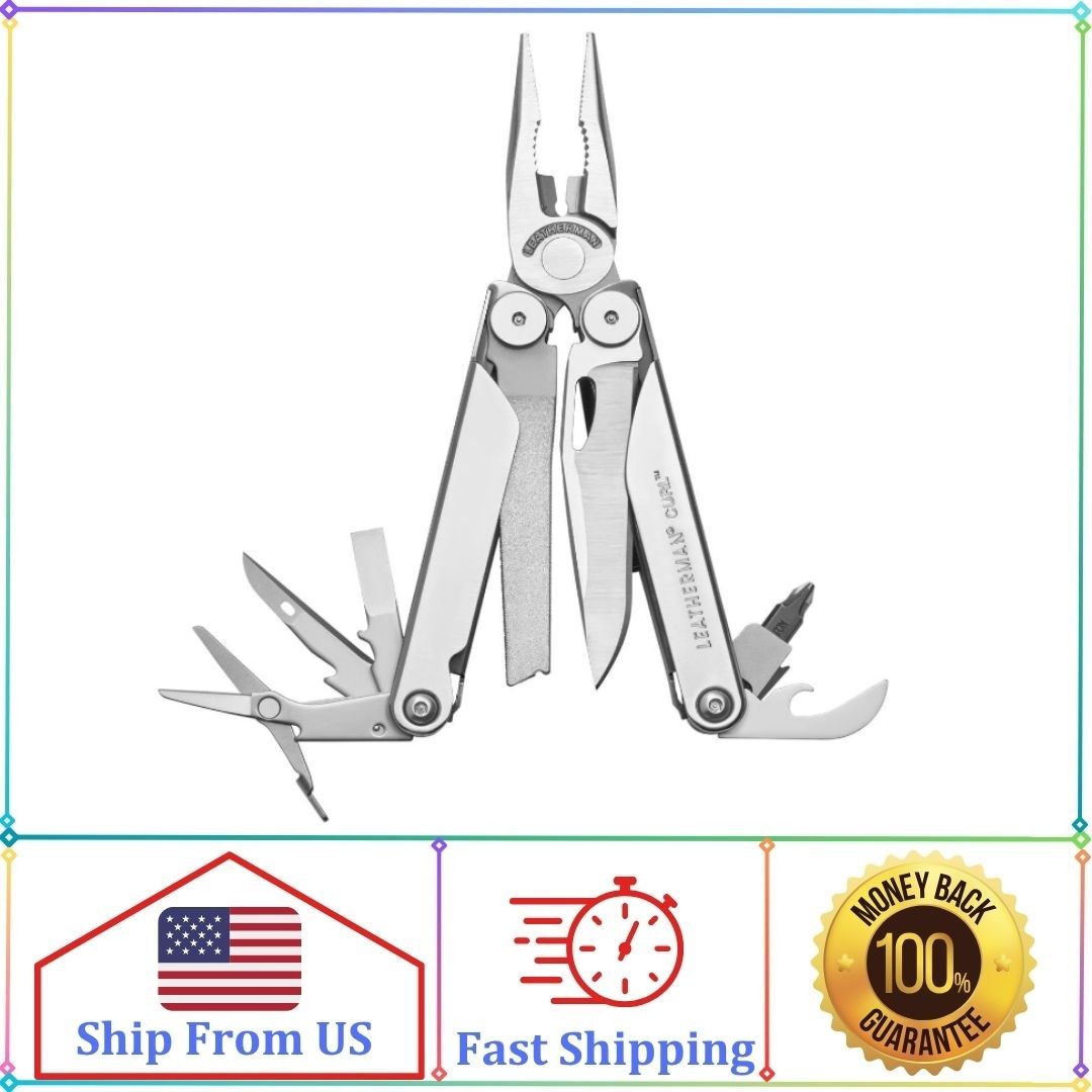 LEATHERMAN, Curl Multitool, Stainless Steel Everyday Tool, with Nylon Sheath