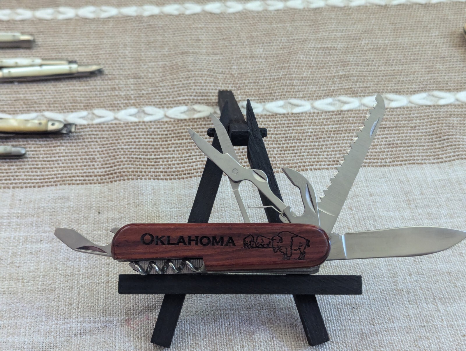 Oklahoma Personalized Souvenir 9-Tool Multi-Tool Pocket Knife FRANCISCO Wooden