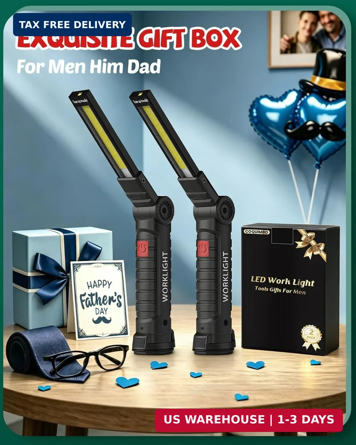 Coquimbo Tool Fathers Day Dad Gifts for Men Him Husband, Rechargeable LED Work L