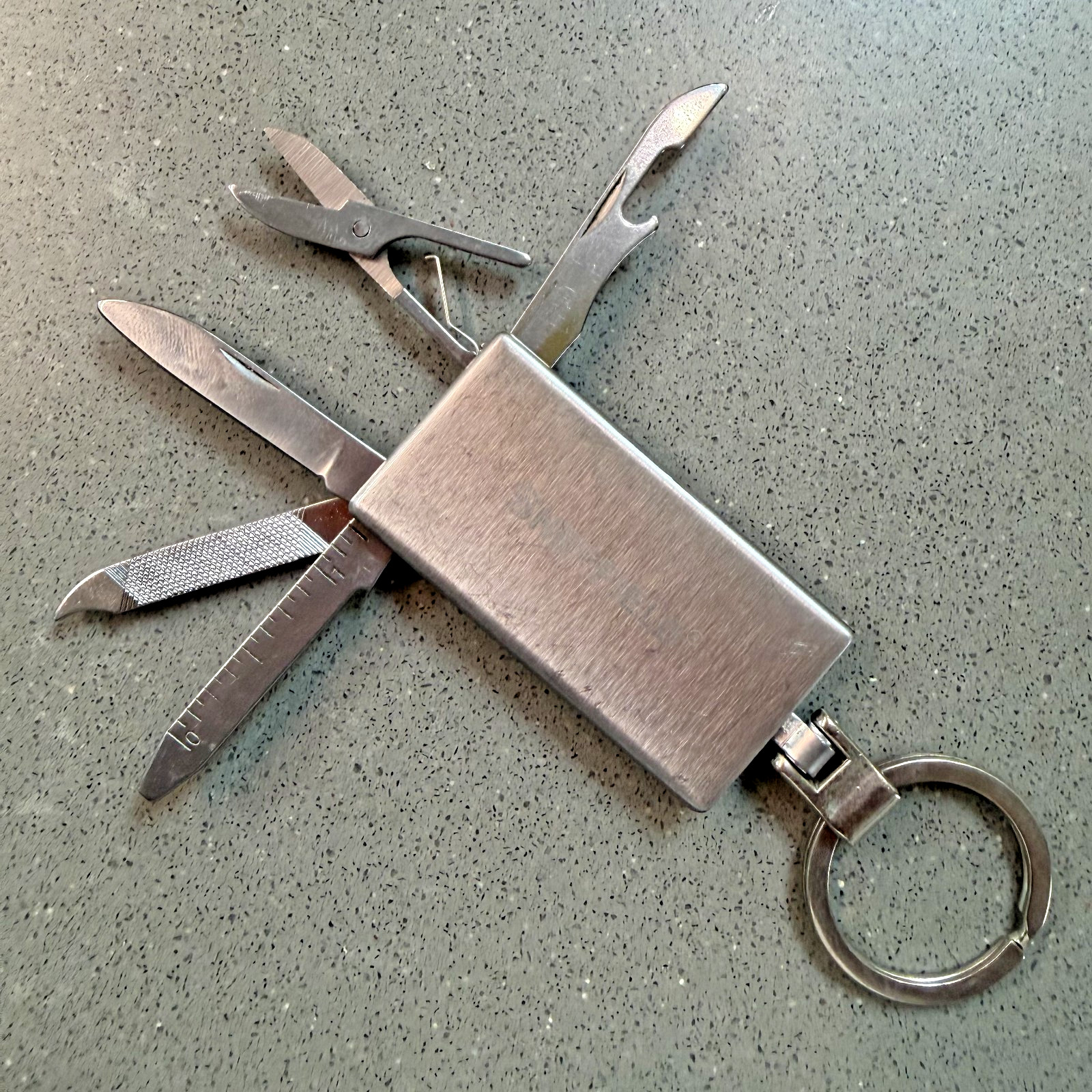 Sheffield Keychain Multi Tool Knife Scissors File Bottle Opener Stainless EDC