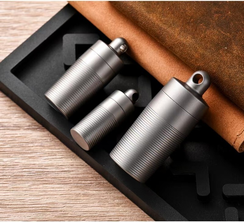 Pure Titanium Pill Holder Organizer Container Case Waterproof Portable EDC