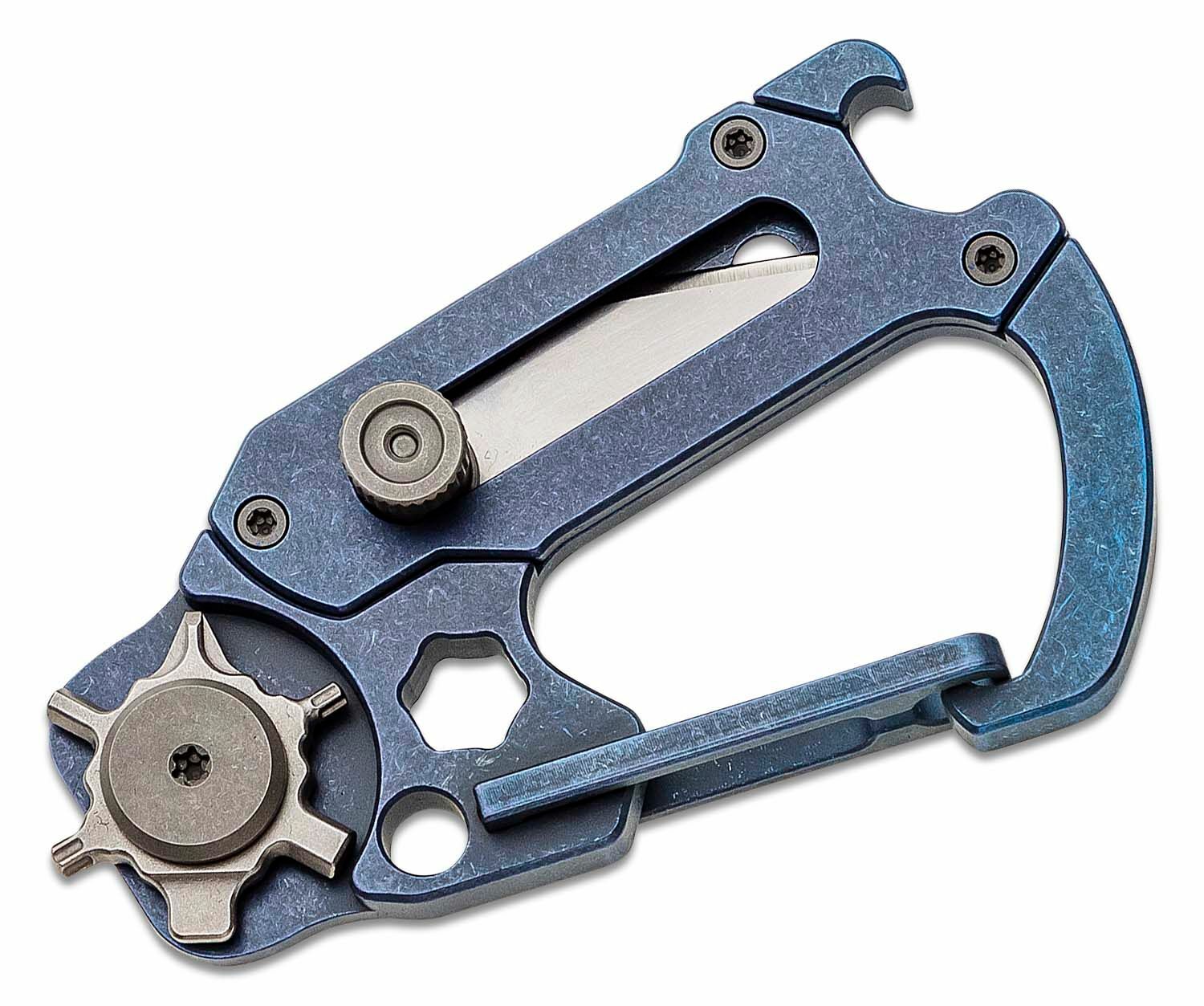 Civivi Polymorph Carabiner Keychain Titanium Multi Tool Blue Utility Blades