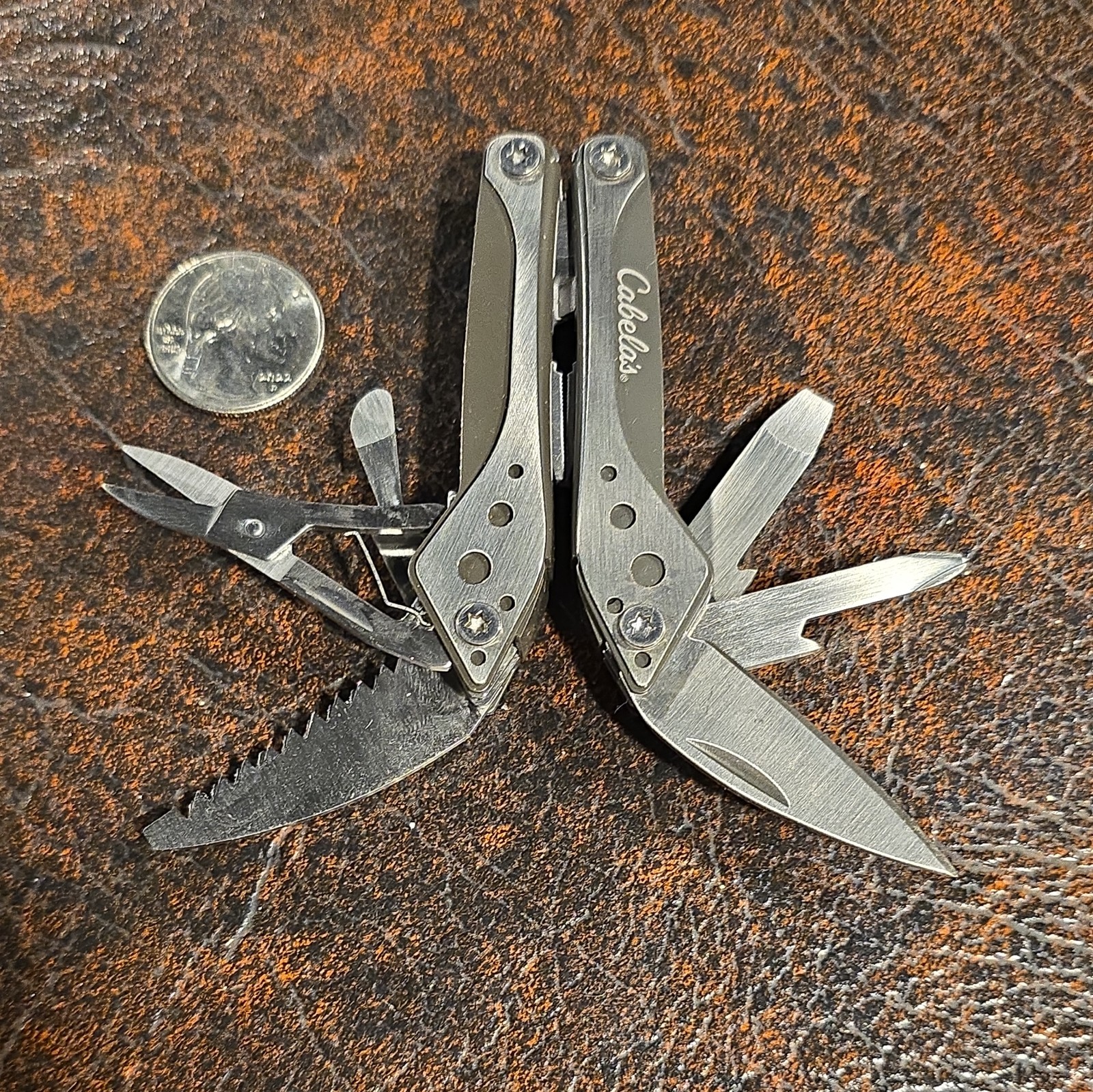 Cabela’s Multi-Tool 7 in 1 Stainless Steel Metallic Grey Knife Blade, Plier