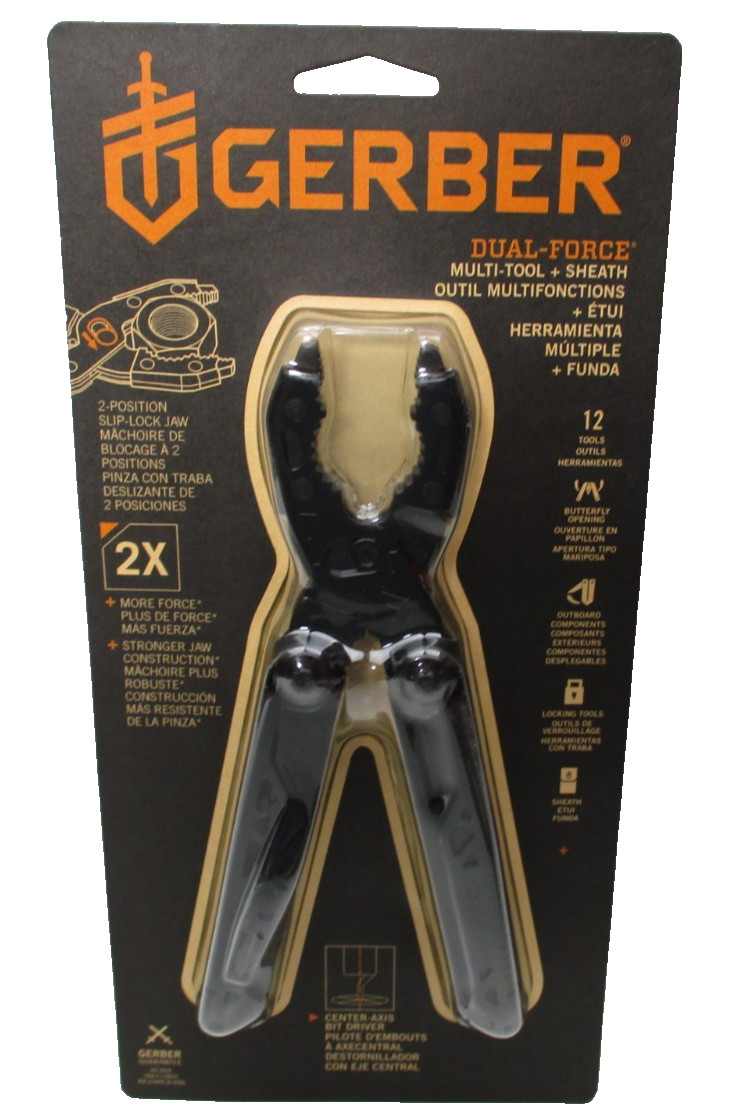 Gerber Dual Force Multi-Tool 12-in-1 Black Pliers Heavy Duty + Sheath