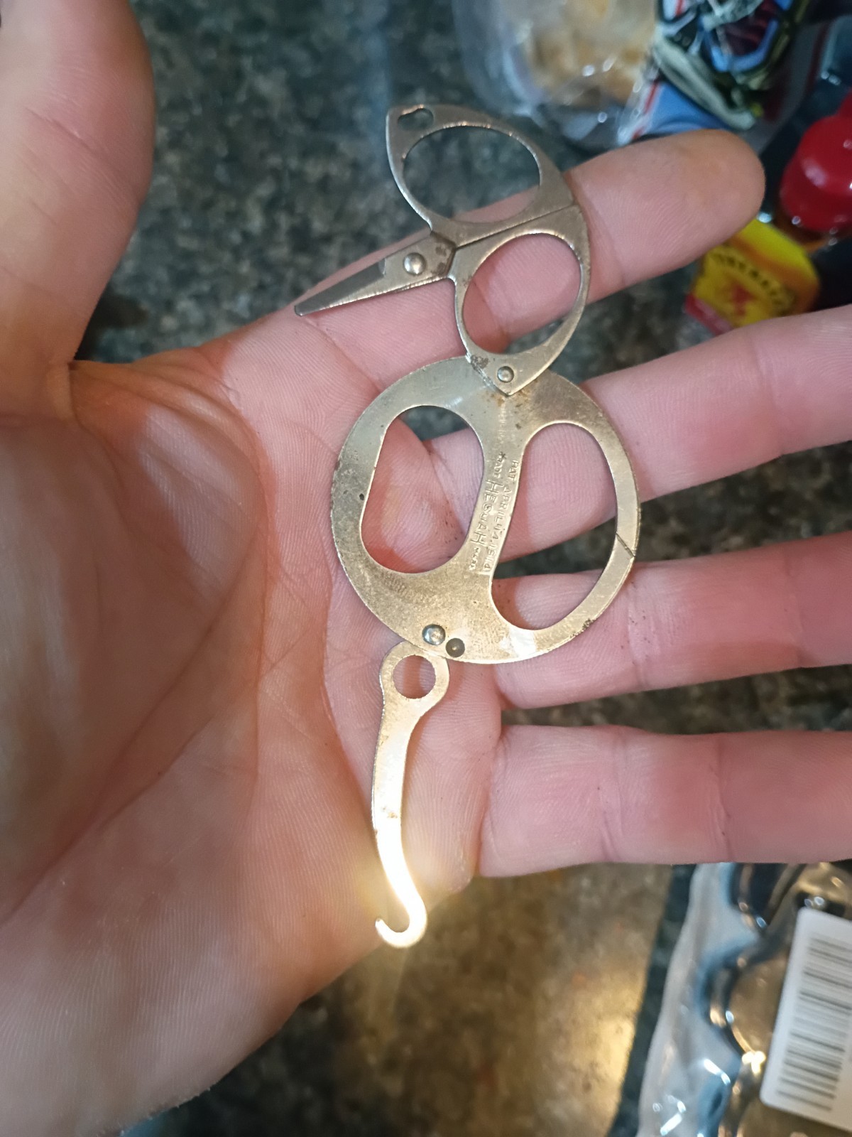 Antique Hesuah Folding Multi Tool Scissors Germany Pat: 1914 Puzzle Magic Disc.
