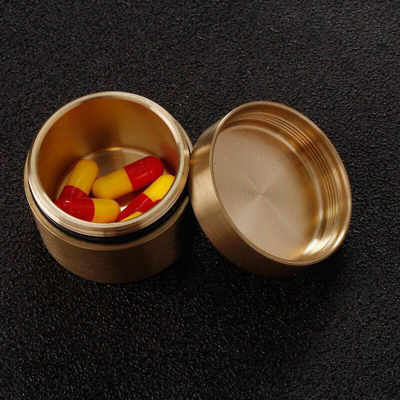HotEDC Large Solid Brass Waterproof Box Outdoor Travel Home Pill Case SealedTank