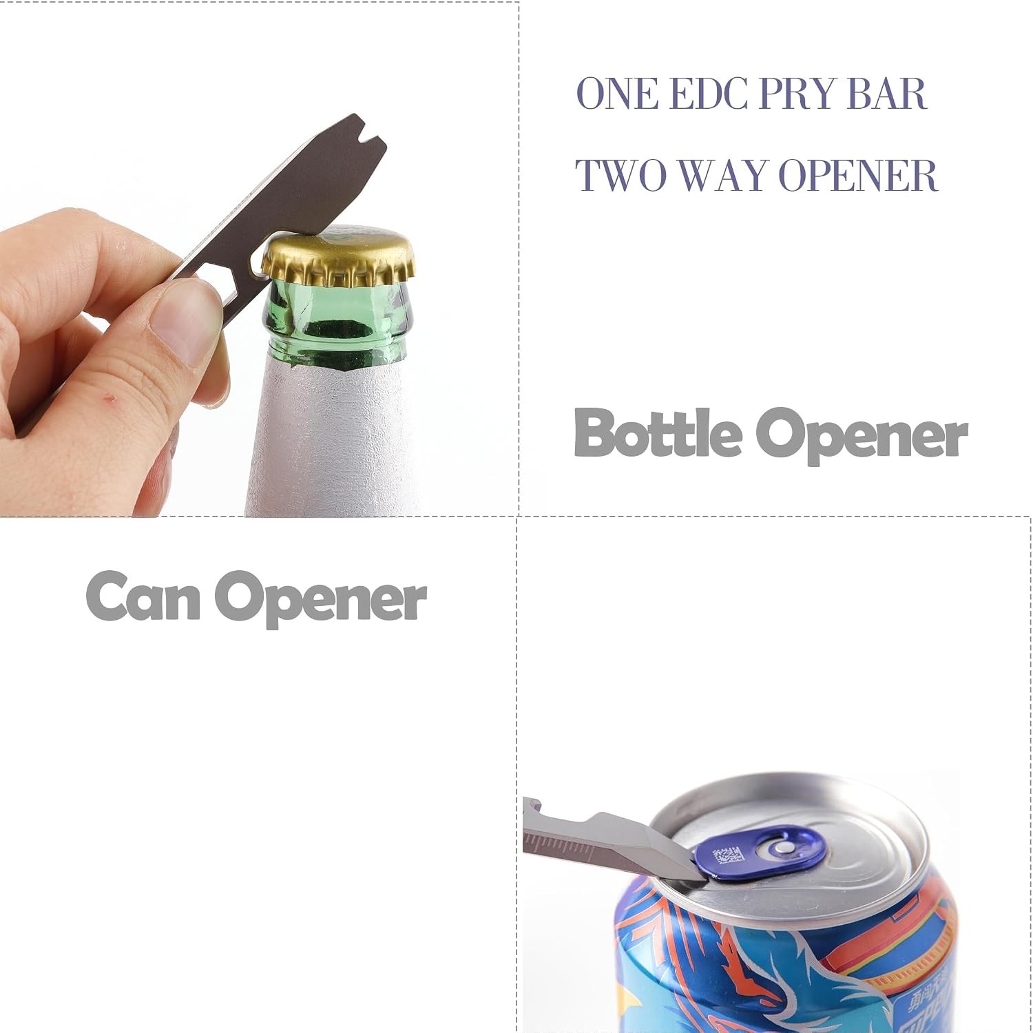 Titanium Pry Bar Bottle Opener Multi Tool with Clip 10-in-1 Gear