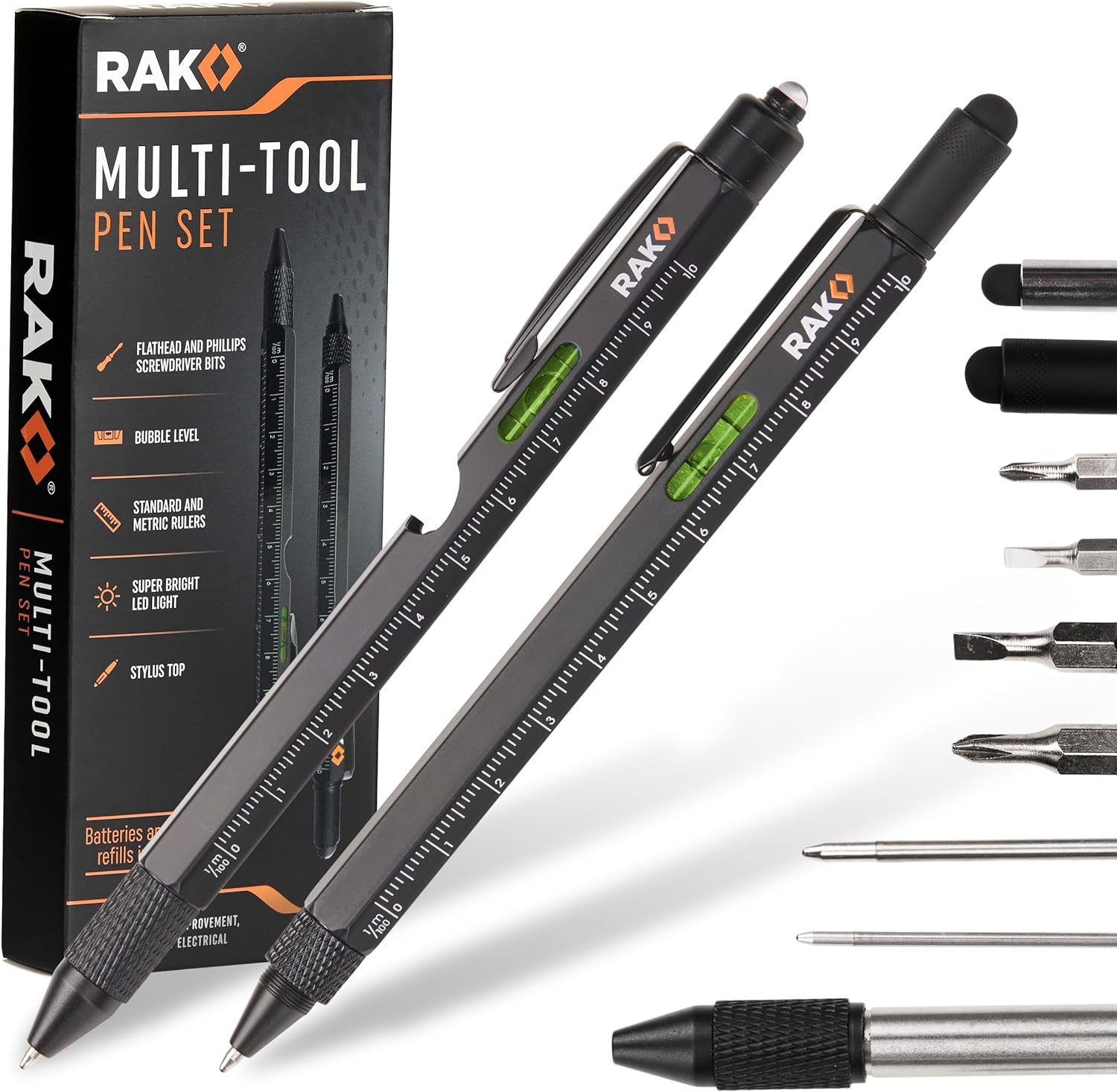 Multitool Pen – Multi-Tool Pens, LED Light, Flathead, Phillips Screwdrivers, Lev