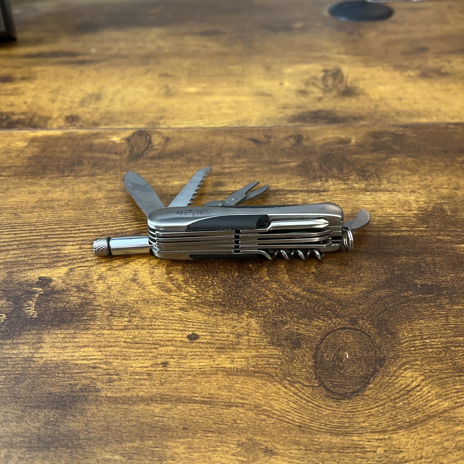 Everything Pocket Tool with LED Flashlight Saw Bottle Opener Screwdriver Silver