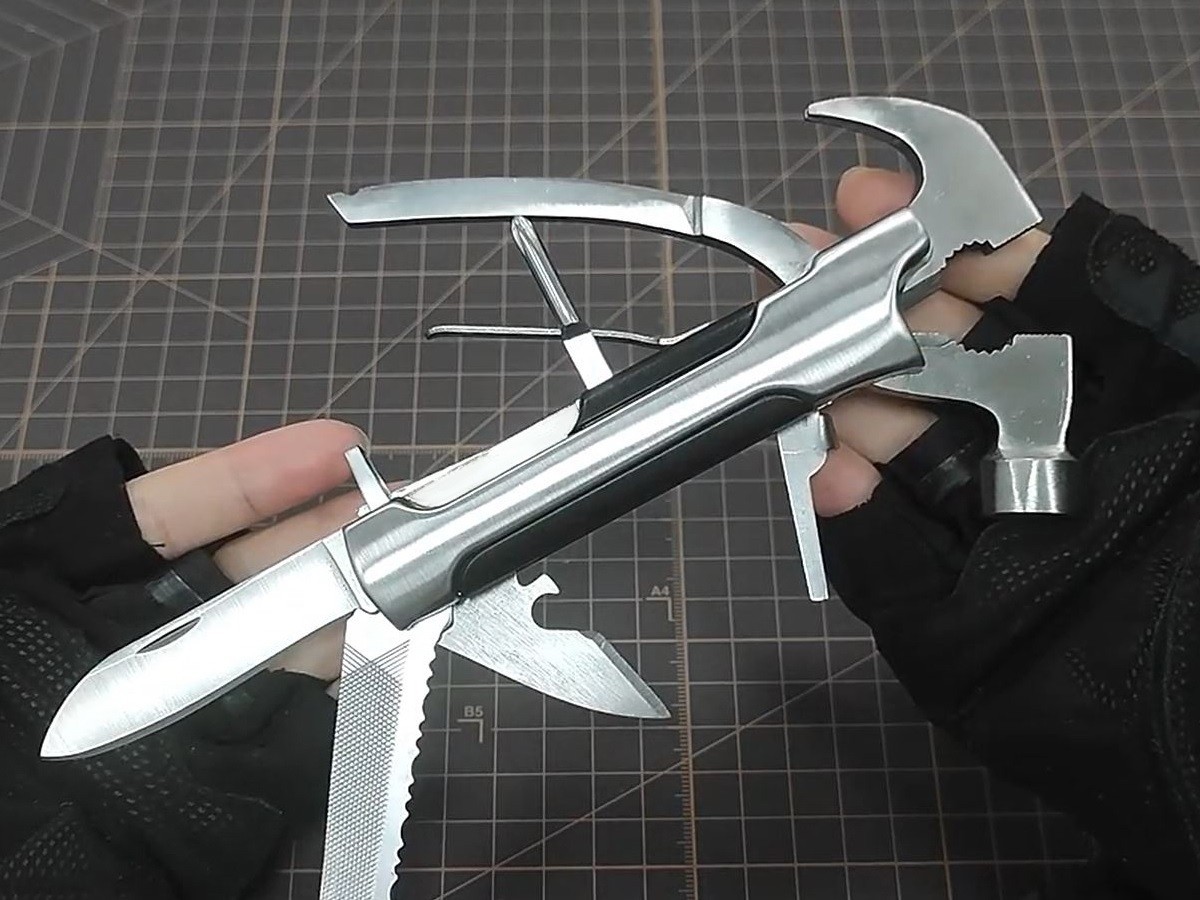 Personalized 15in1 Multi Tool Stainless Steel Hammer Pliers Pocket Knife w Pouch