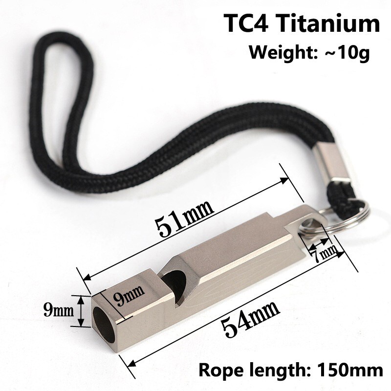 EDC Titanium Whistle Lightweight Portable Outdoor Life-saving Camping Whistle