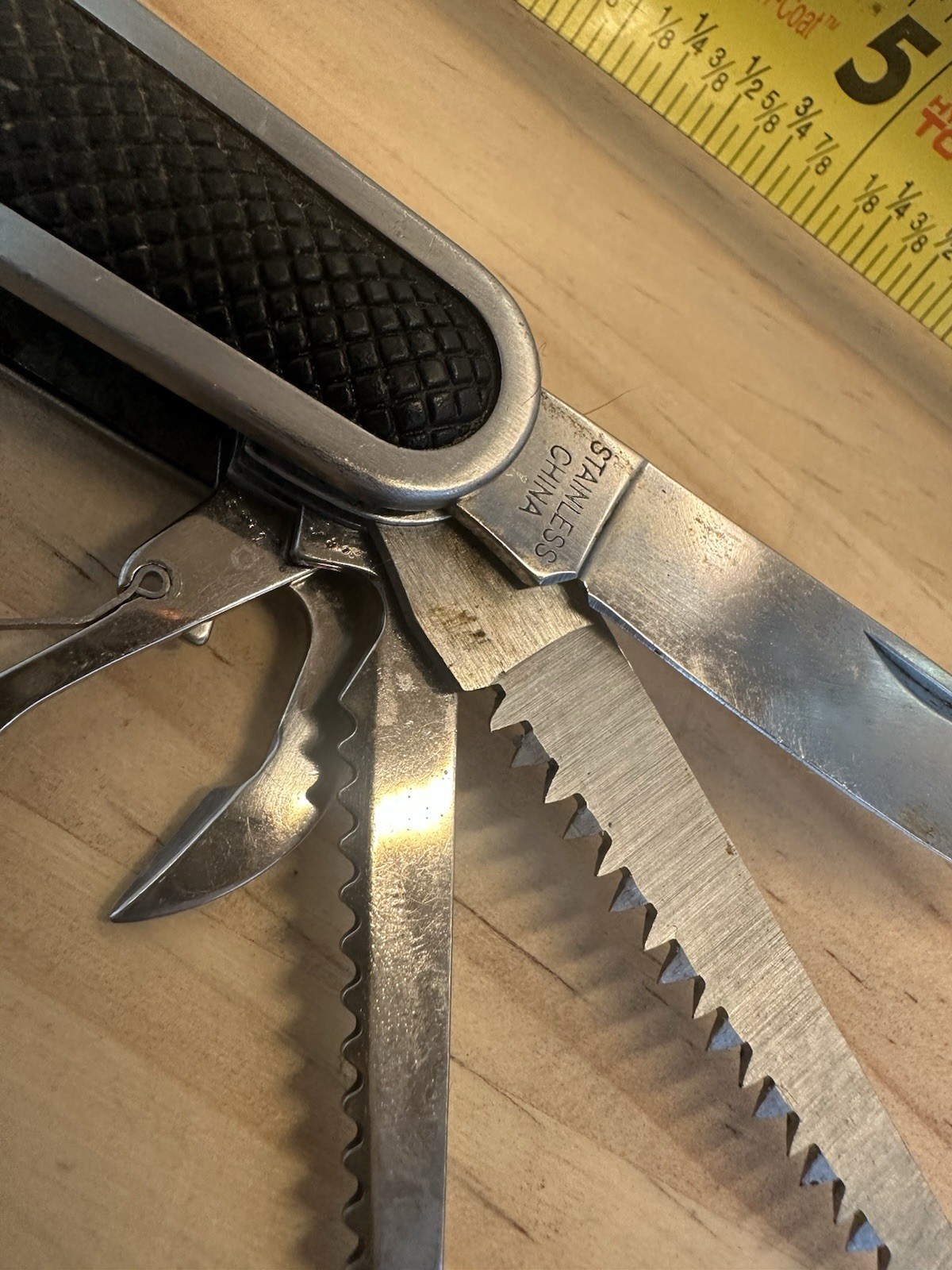 Rubber Handle 11 in 1 Multitool Key Chain 3.25” Closed