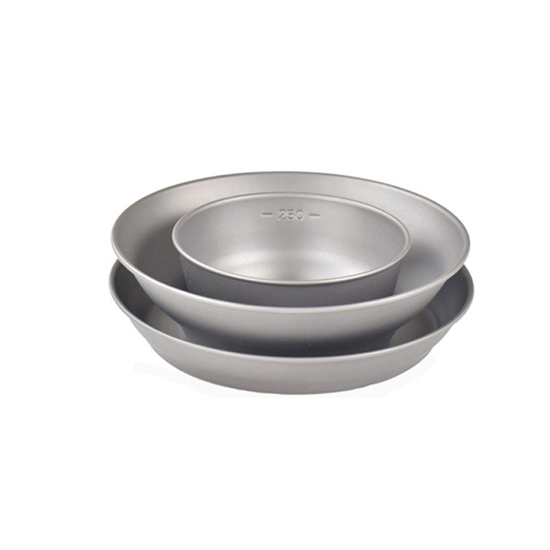 Pure titanium bowl and plate set, portable, food grade, durable, outdoor camping