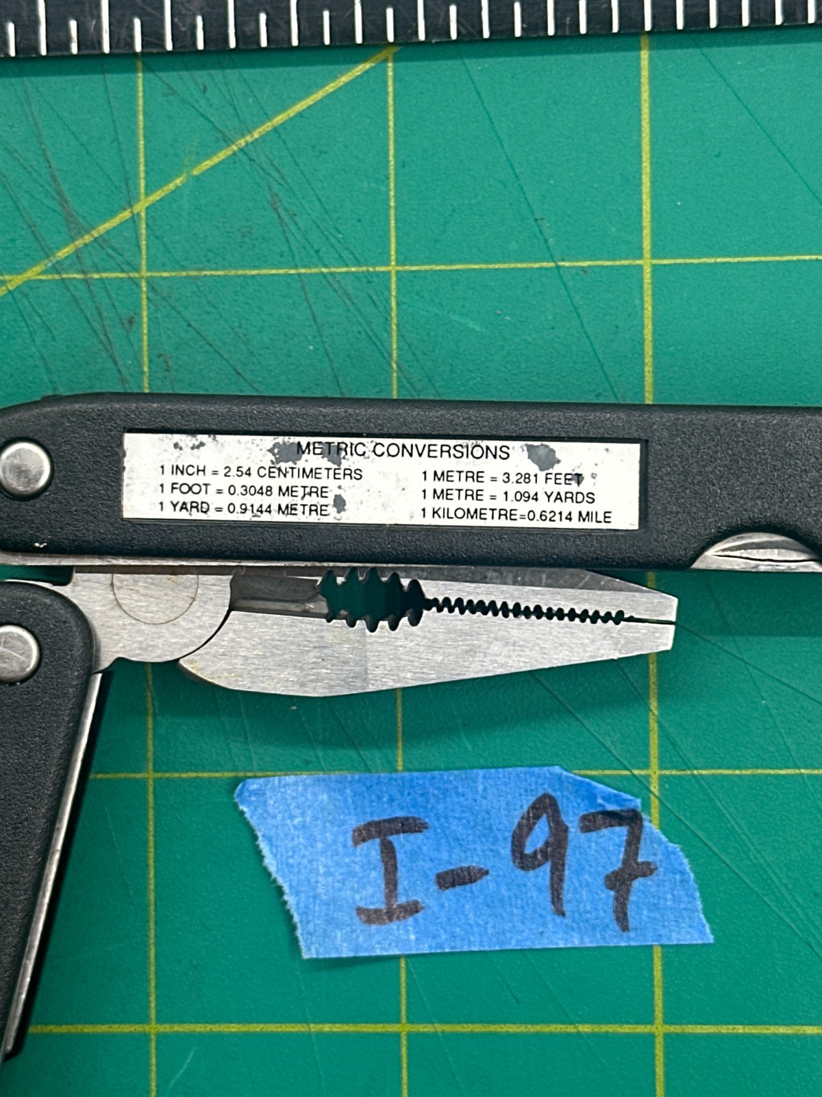 Vintage 4″ Stainless Steel Pocket 9 Function Multitool Ruler Saw Nose Pliers