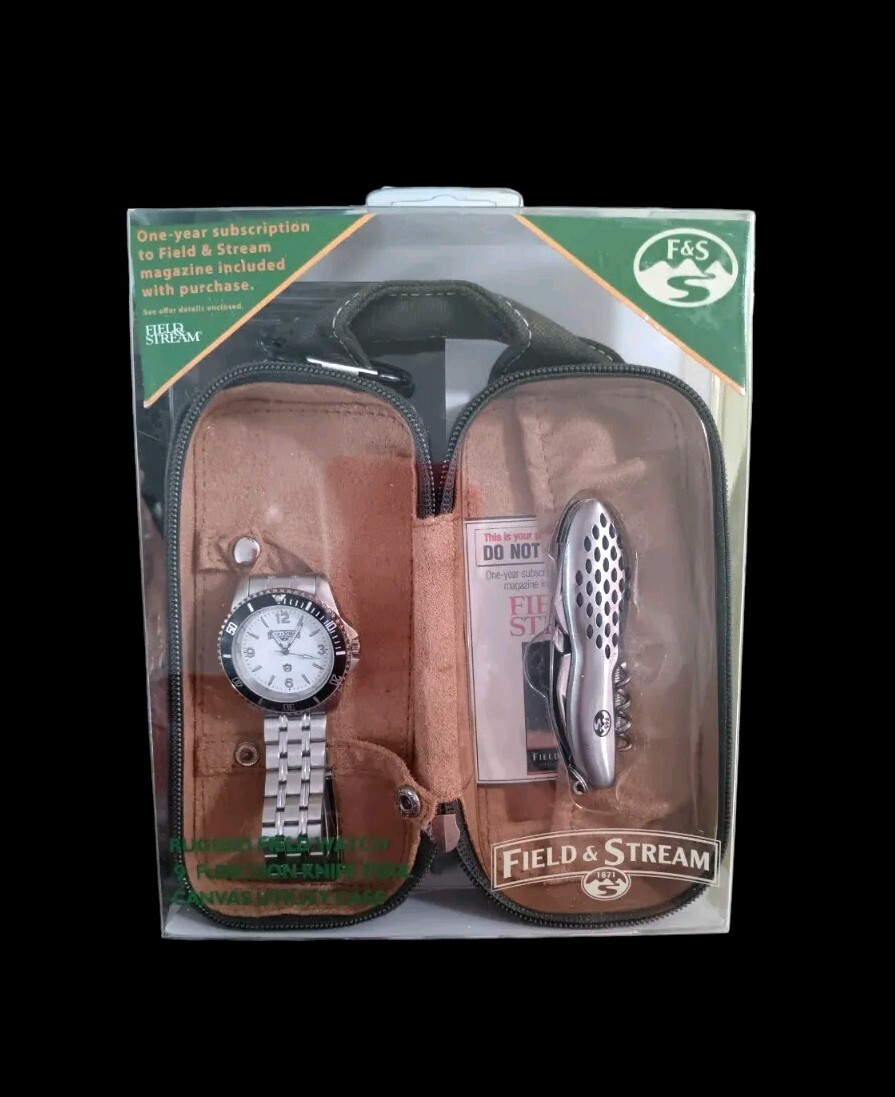 NEW Field And Stream Watch And Utility Knife Outdoor Sports Set Zipper Case