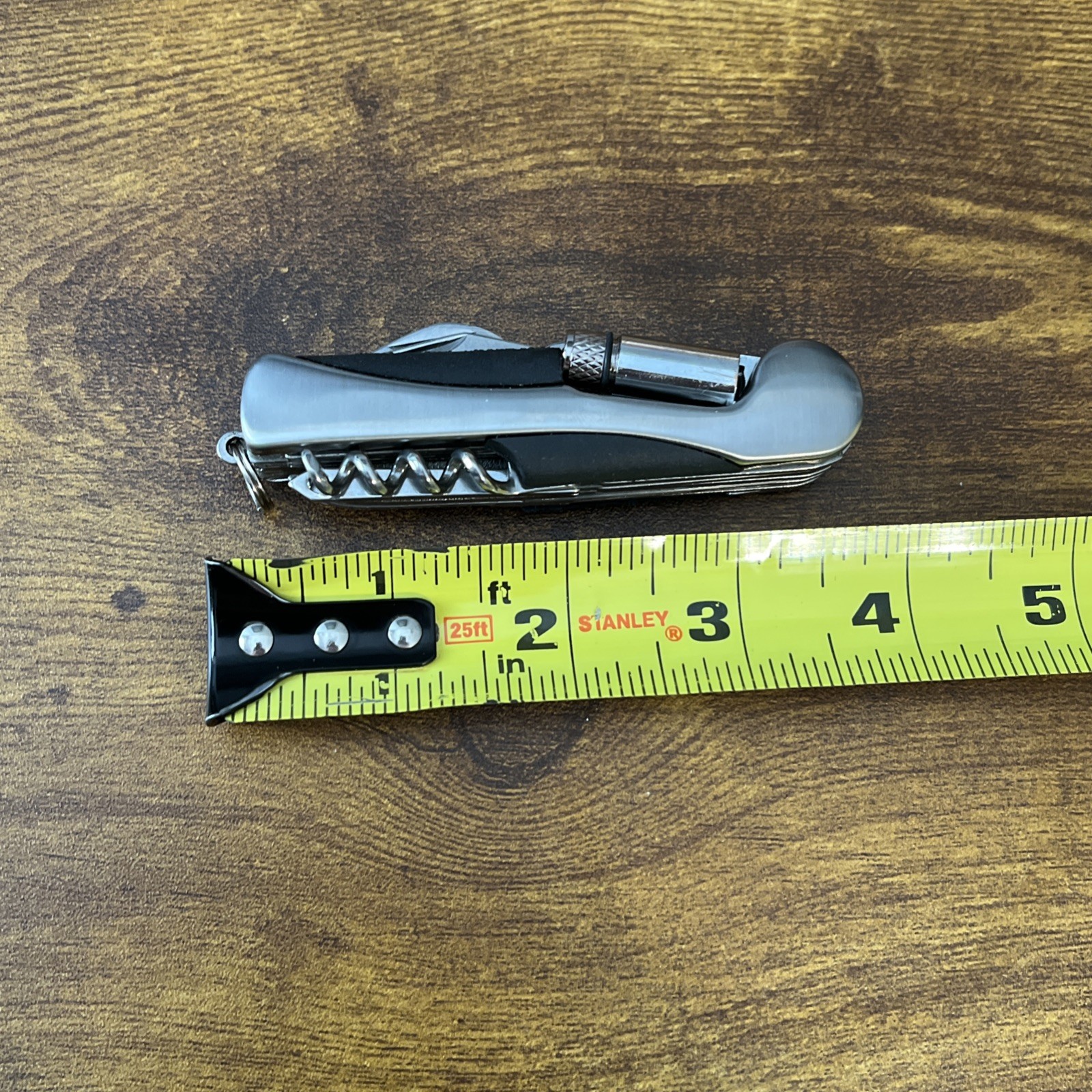 Everything Pocket Tool with LED Flashlight Saw Bottle Opener Screwdriver Silver
