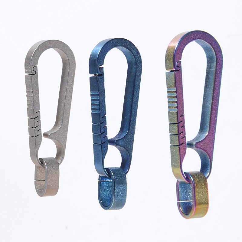 3PC EDC Titanium Alloy Keychain Carabiner Backpack Hanging Buckle Outdoor Tool