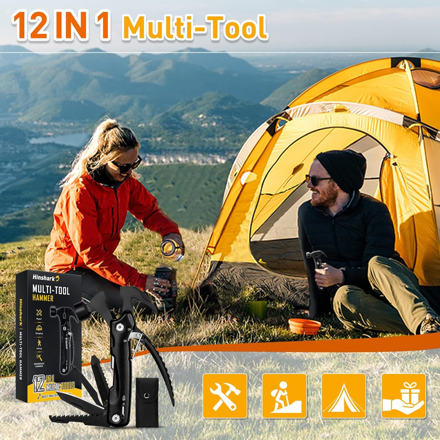 Gifts for Men, 12 in 1 Hammer Multitool, Anniversary Birthday Gift for Men Dad H
