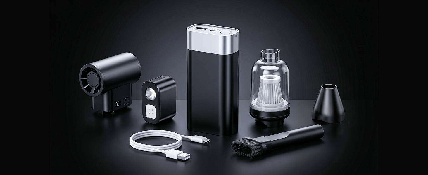 Outdoor Multi-Tool Camping Power Bank Arc Lighter Air Duster & Vacuum LED Travel