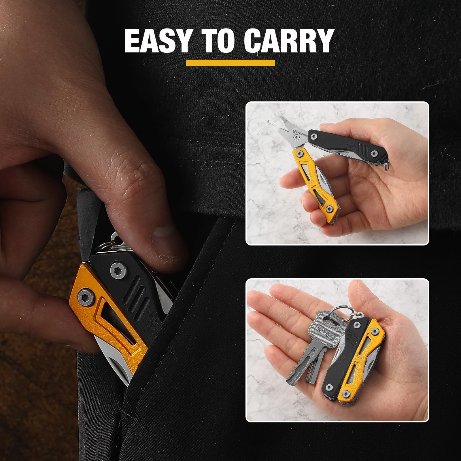 VIRENKNIFE Multitool,13-in-1 Stainless Steel Multi Tool Pliers with Pocket ,B…