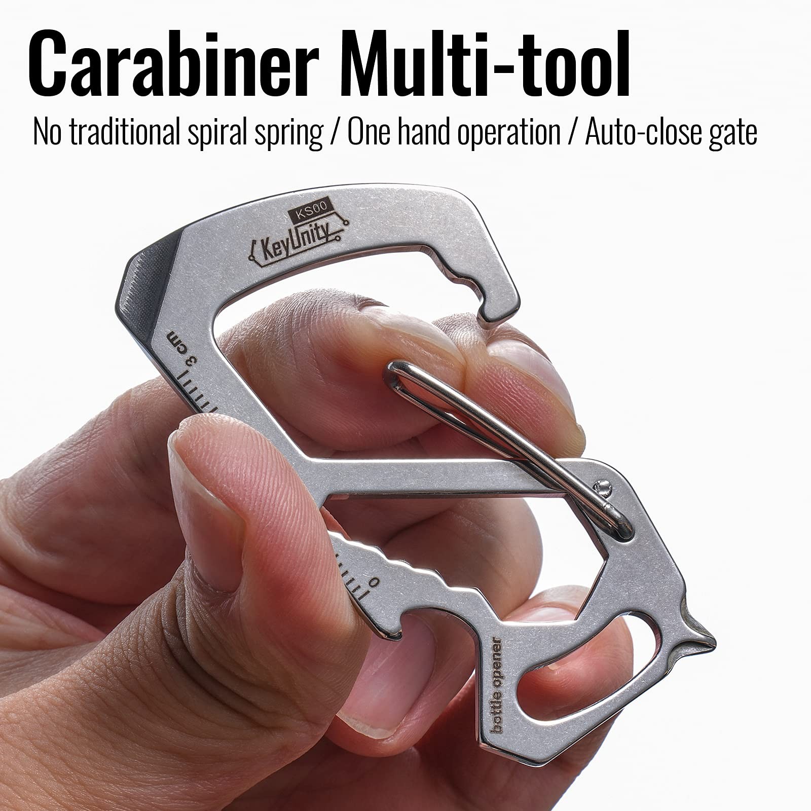KS00 Carabiner Clip Multitool Stainless Steel 7 Tools in 1, Quick Release Cla…