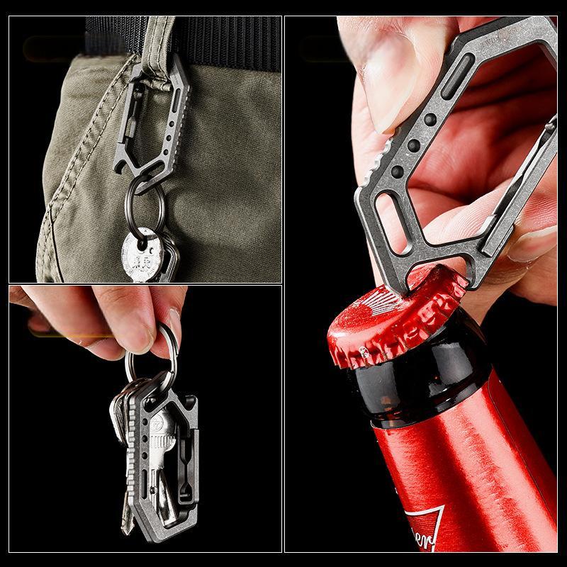 Titanium Keychain Carabiner Clip Key Holder Organizer with Bottle Opener EDC