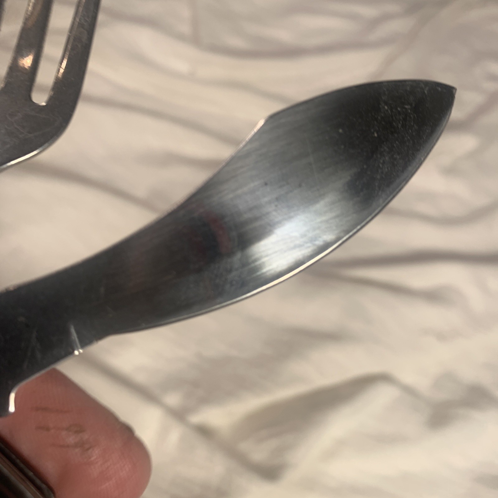 Stainless Steel Camping Multi-Tool Knife Spoon Fork Silver Straight Edge