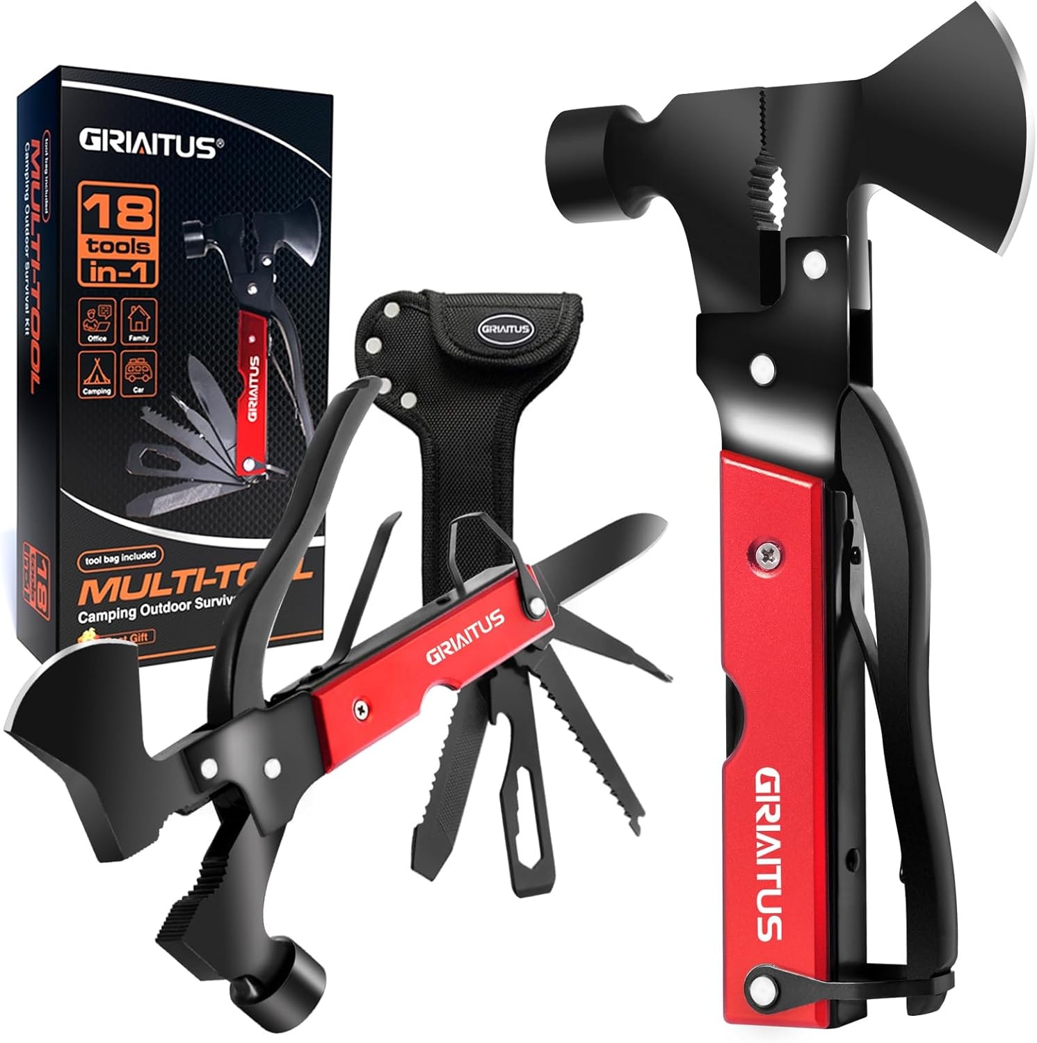 Camping Multi-Tool Accessories, 16-in-1 Multi-Functional, Includes Sheath
