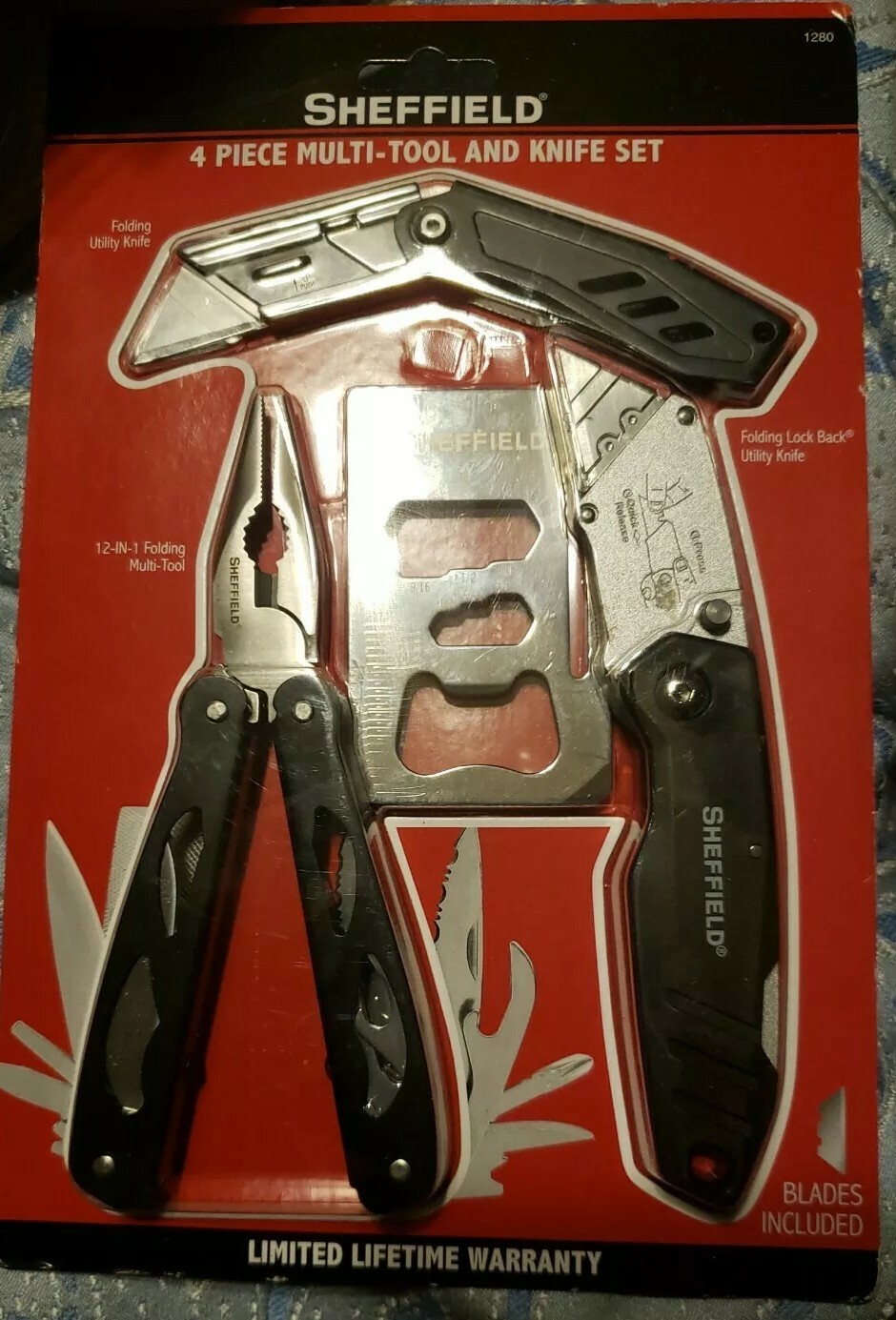 Sheffield 4 Piece Multi-Tool and Razor Knife Set Blades Included NEW