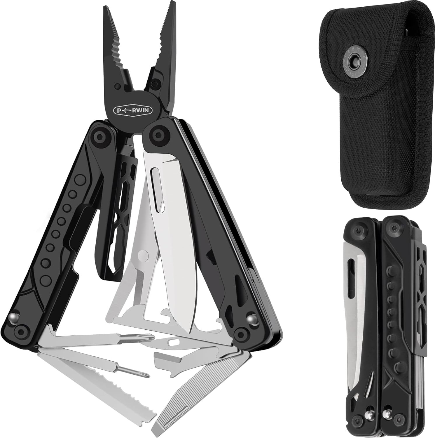 Multitool 17-in-1 Stainless Steel Multi Tool Pliers W/ Self-Locking Pocket Knife