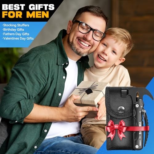 Gifts for Men, 12 in 1 Multitool Hammer for Camping, Hunting, Black Hammer