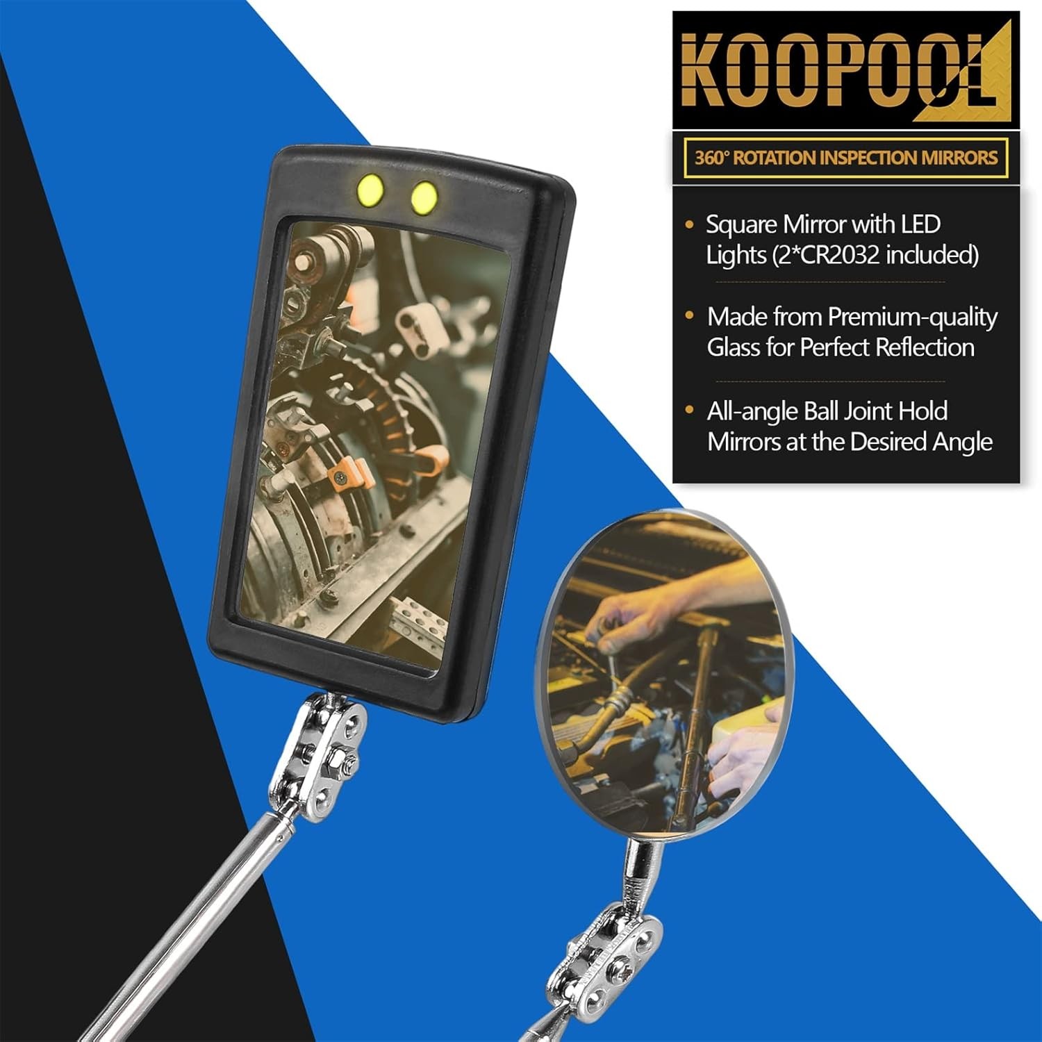 Telescoping Magnetic Pickup Tool Set, Inspection Mirror Telescoping, LED Flashli