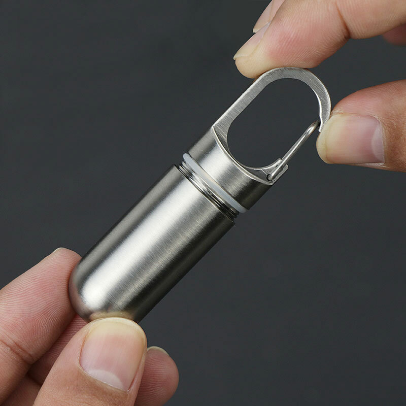 Outdoor Survival EDC Waterproof Pill Case Key Chain Capsule Seal Container Box