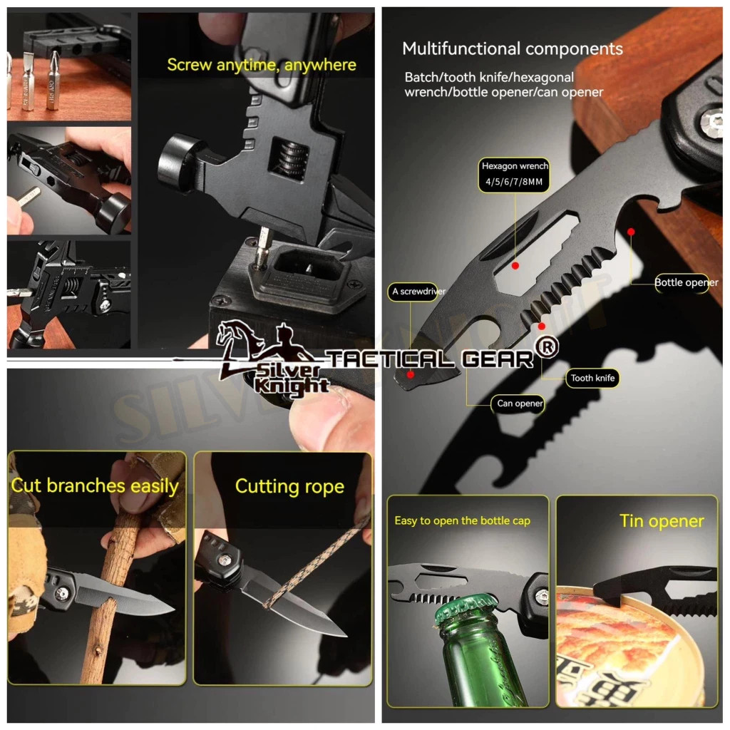 16-in-1 Folding Multitool Pliers Knife Screwdriver Fire Starter EDC Kit