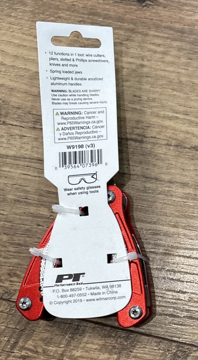 12-in-1 Anodized Aluminum Mini Multi Pliers Metallic Red